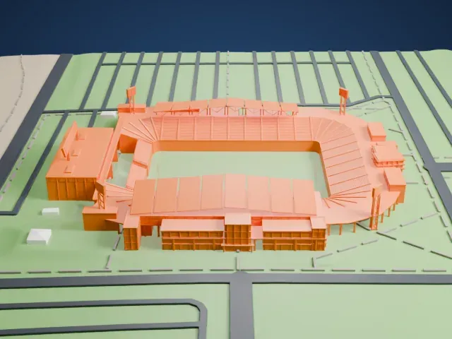 Dick's Sporting Goods Park model, West view