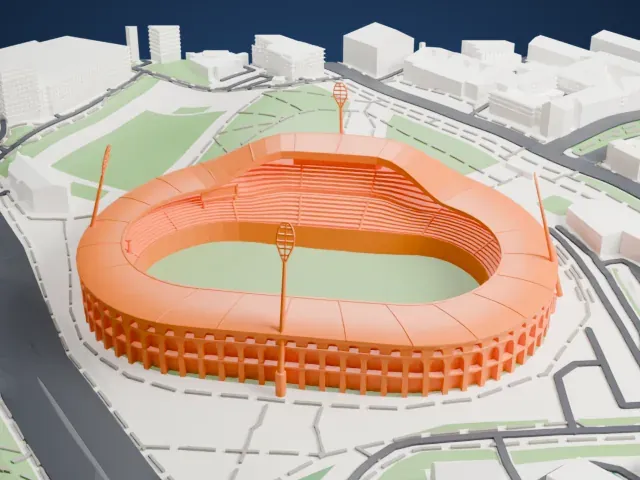 Dinamo Stadium (Minsk) model, East view