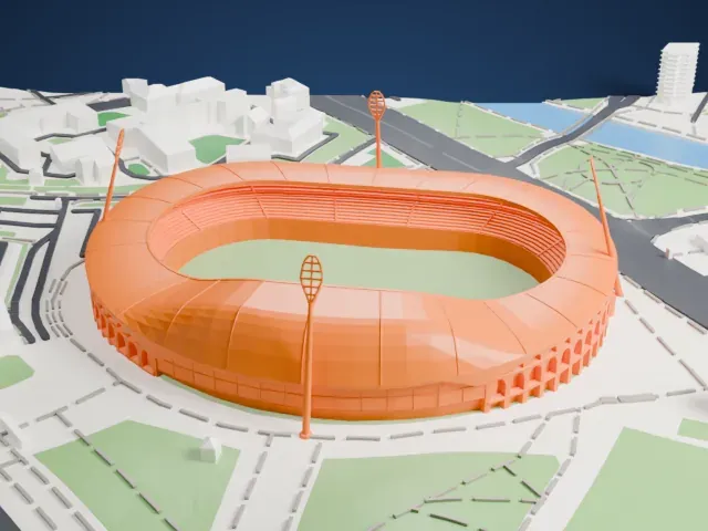 Dinamo Stadium (Minsk) model, West view