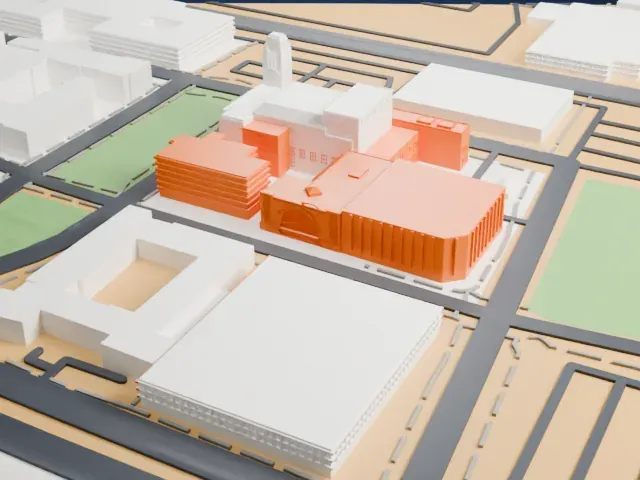 Discovery Children's Museum model, West view