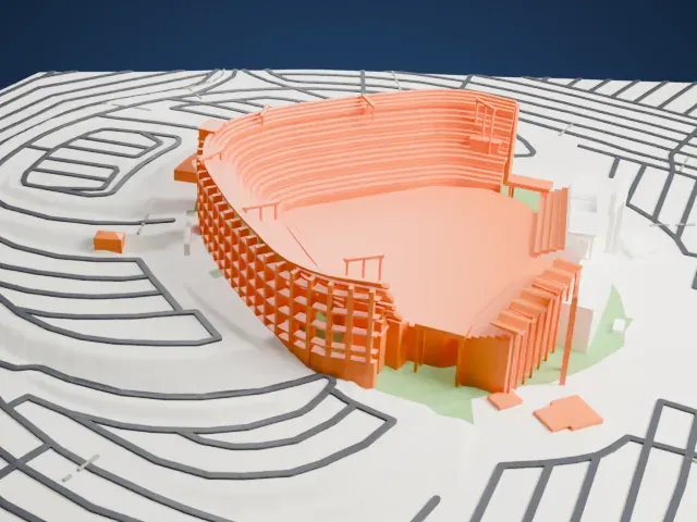 Dodger Stadium model, East view