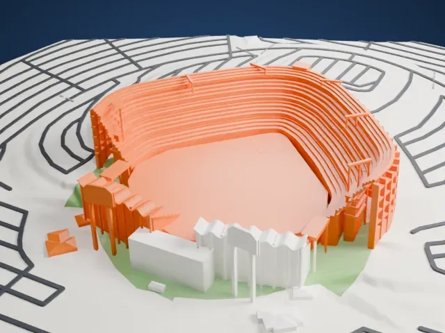 Dodger Stadium model, North view