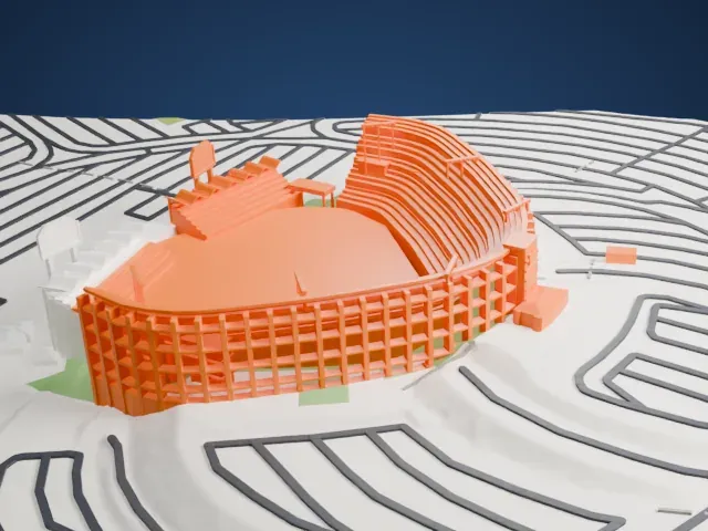 Dodger Stadium model, West view