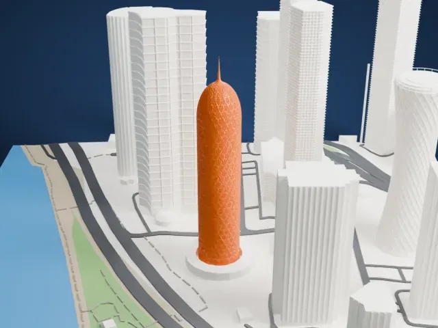 Doha Tower model, East view