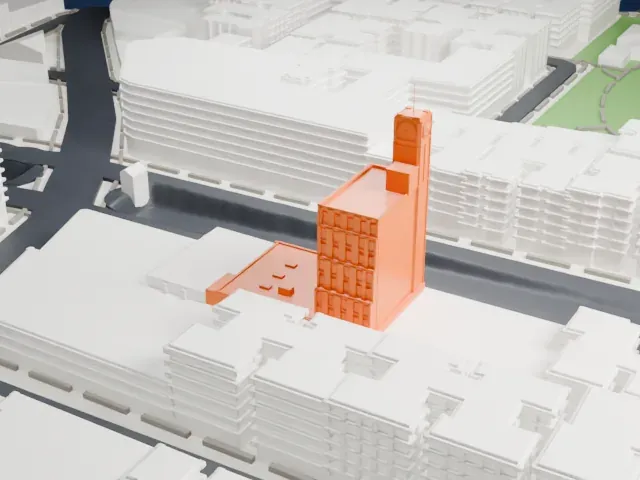 Dollar Savings Bank Building model, East view