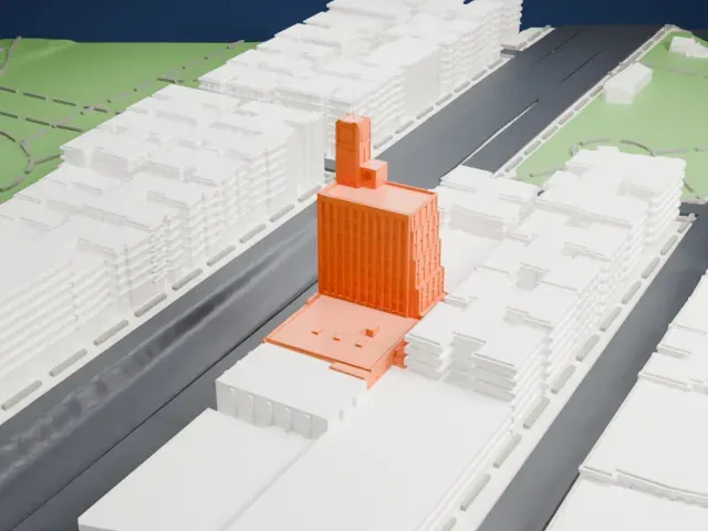 Dollar Savings Bank Building model, South view