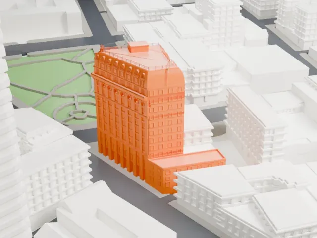 Dominion Building model, East view