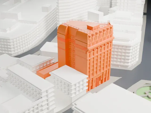 Dominion Building model, West view