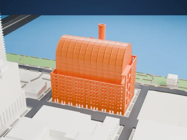 Domino Sugar Refinery model, East view