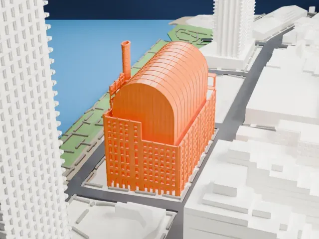 Domino Sugar Refinery model, South view