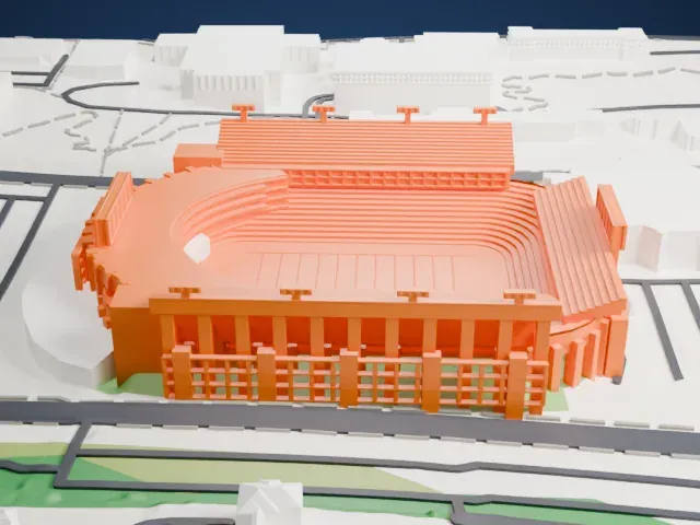 Donald W. Reynolds Razorback Stadium model, West view