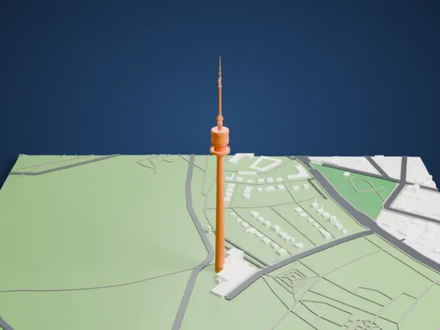 Donauturm model, East view