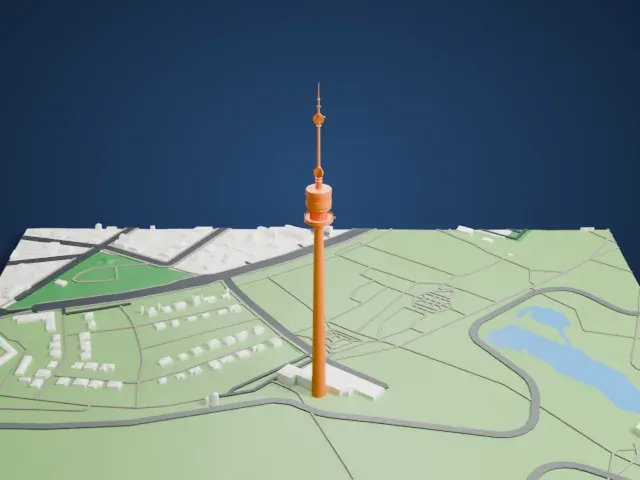 Donauturm model, South view