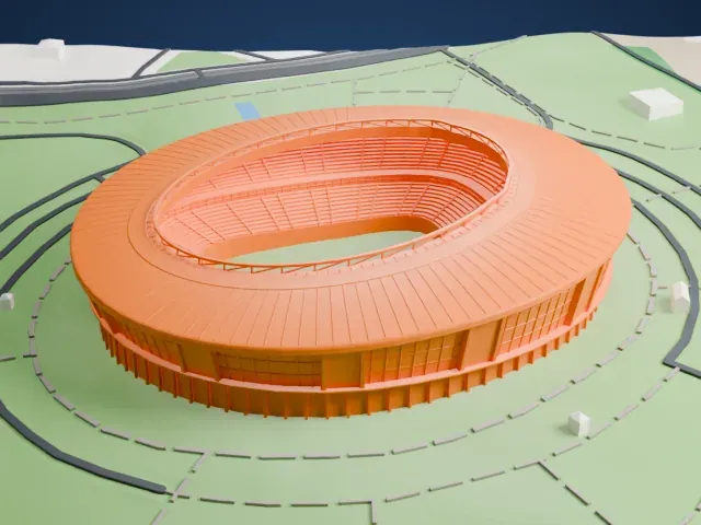 Donbas Arena model, East view