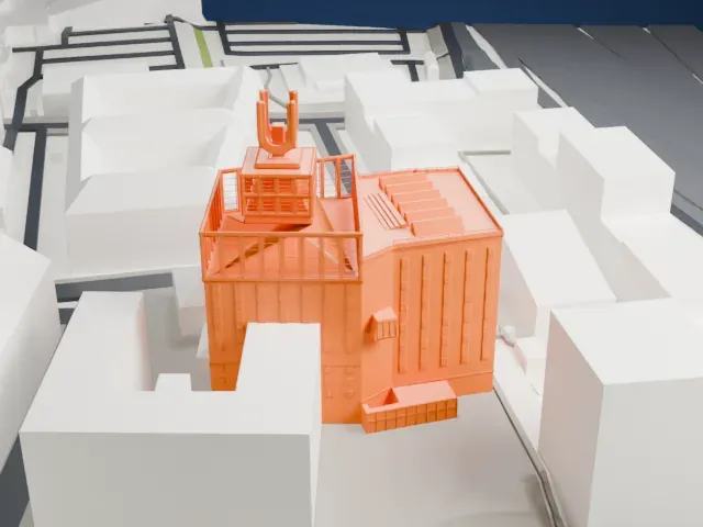 Dortmunder U model, East view
