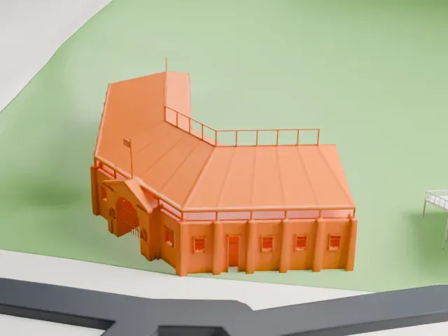 Doubleday Field model, North view