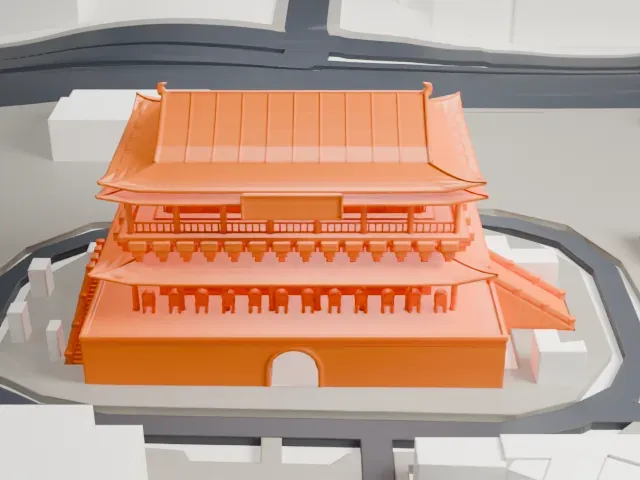 Drum Tower of Xi'an model, North view