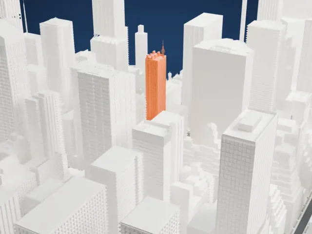 DuMont Building model, West view