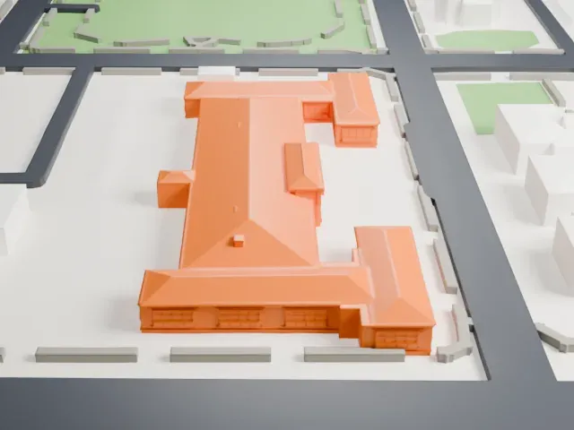 Dunbar School model, North view