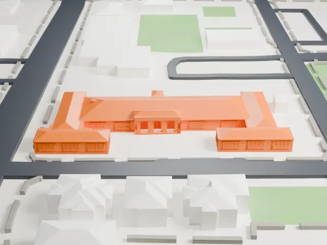 Dunbar School model, West view