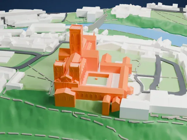 Durham Cathedral model, West view