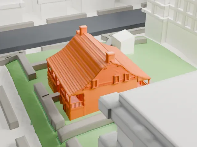 Dyckman House model, East view