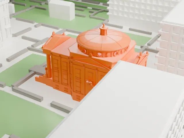 Earl Hall model, North view