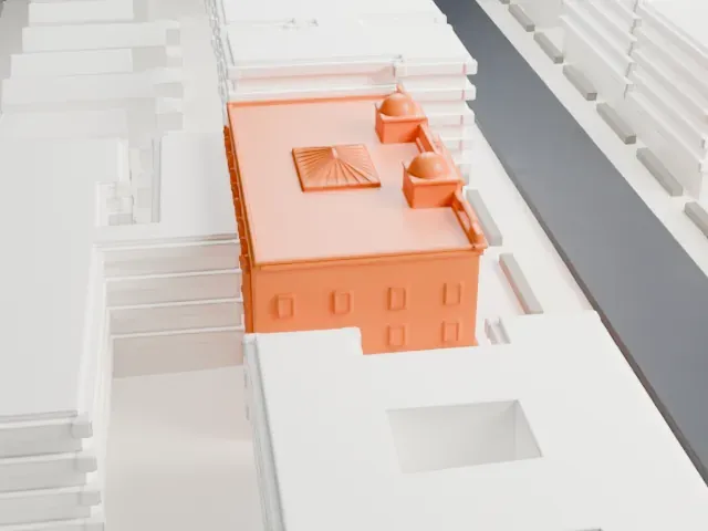 East Midwood Jewish Center model, North view