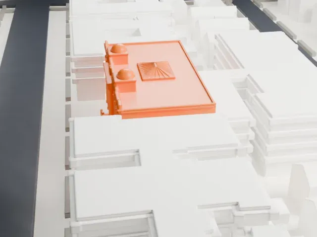 East Midwood Jewish Center model, South view