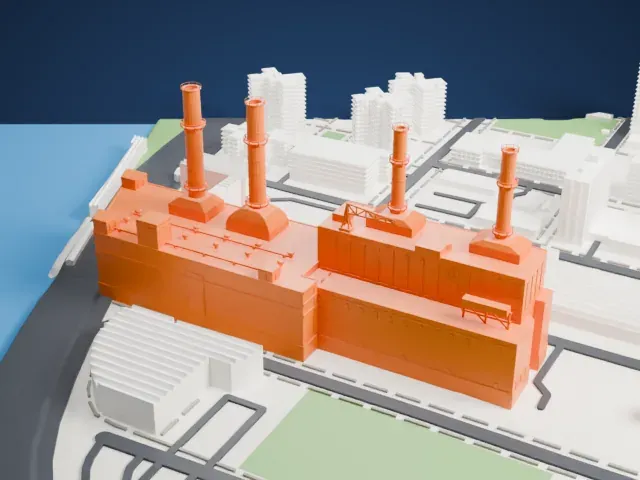 East River Generating Station model, North view