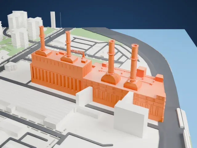 East River Generating Station model, South view
