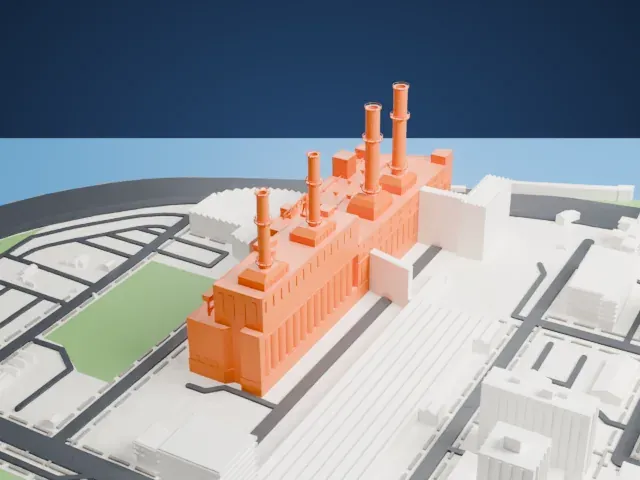 East River Generating Station model, West view