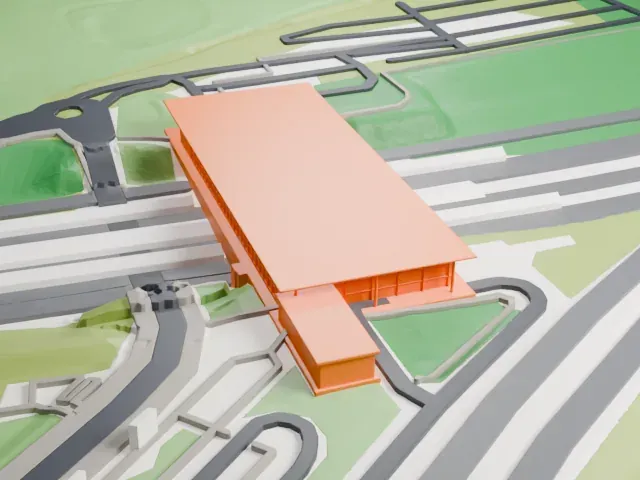 Ebbsfleet International railway station model, East view