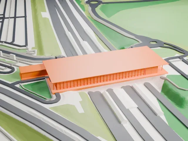 Ebbsfleet International railway station model, North view
