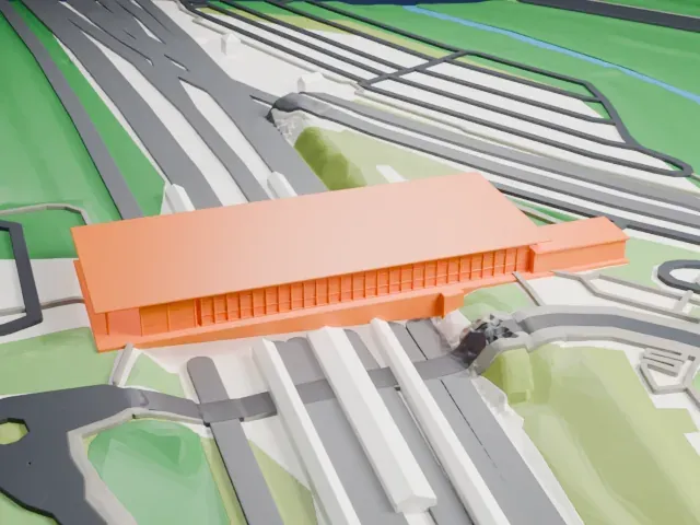 Ebbsfleet International railway station model, South view
