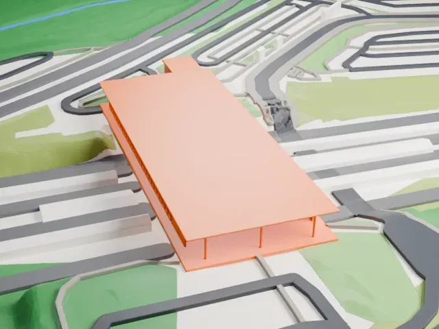 Ebbsfleet International railway station model, West view