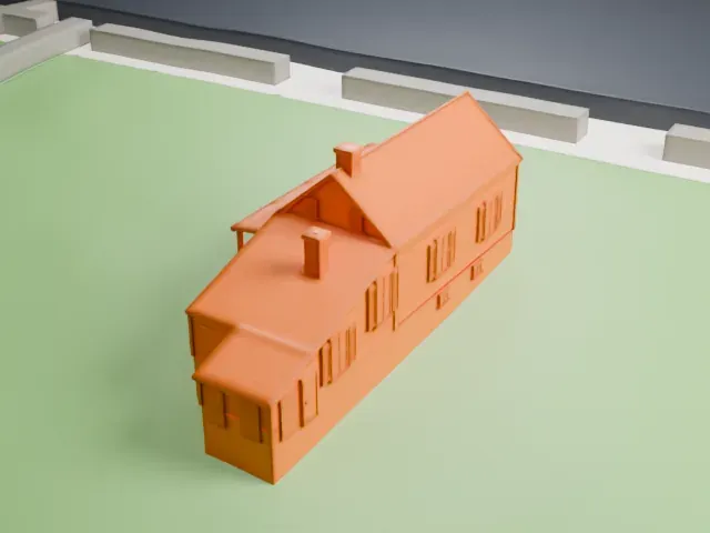 Edgar Allan Poe Cottage model, East view