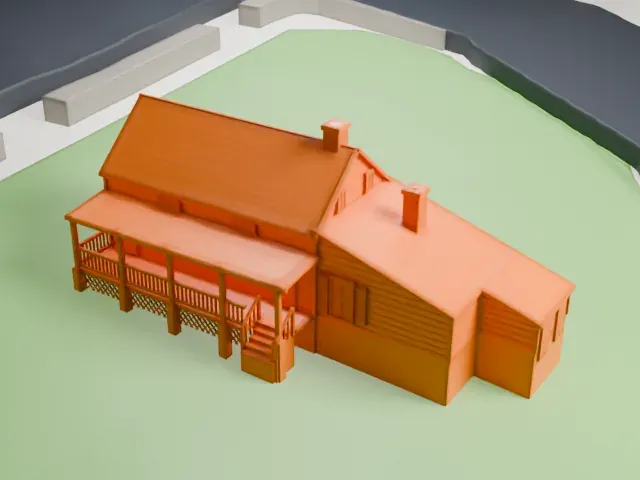 Edgar Allan Poe Cottage model, South view