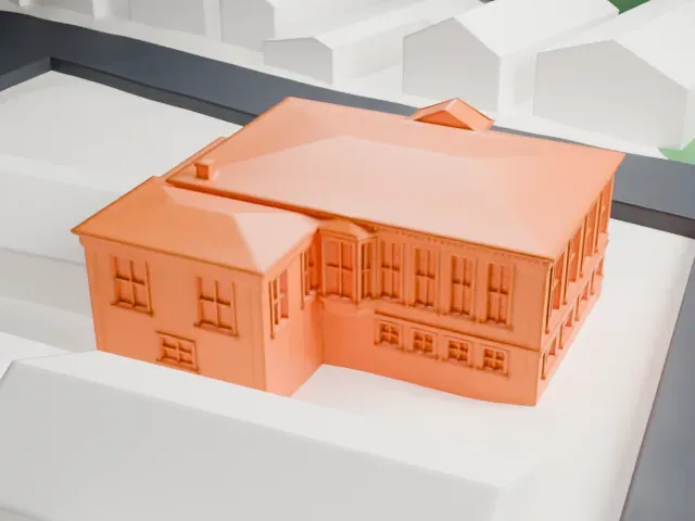 Edgewater Public Library model, North view
