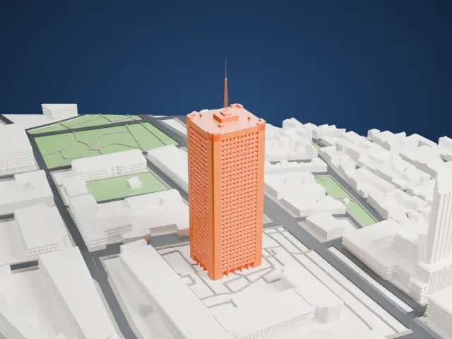 Édifice Marie-Guyart model, East view