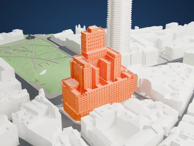 Edificio España model, East view