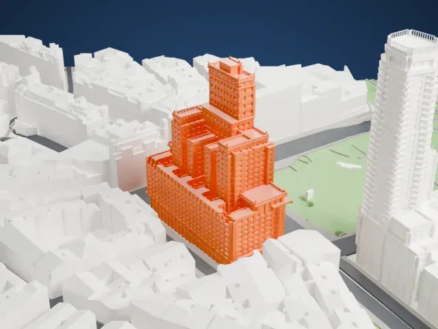 Edificio España model, North view