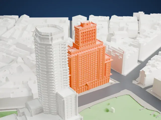 Edificio España model, West view