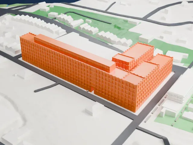 Edison Storage Battery Company Building model, East view