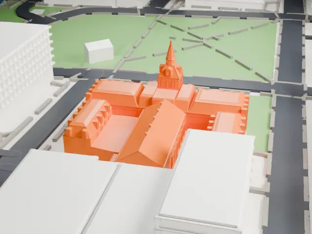 Edwin A. Stevens Hall model, North view