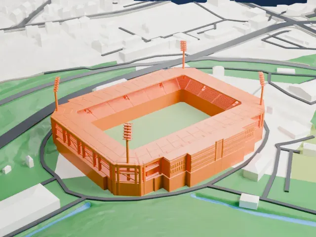 Eins Erzgebirgsstadion model, North view