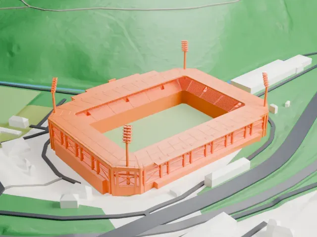 Eins Erzgebirgsstadion model, South view