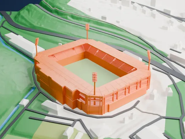 Eins Erzgebirgsstadion model, West view