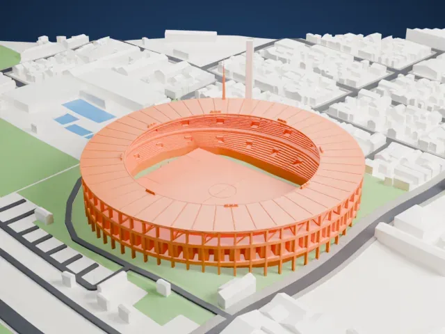 El Cilindro model, East view