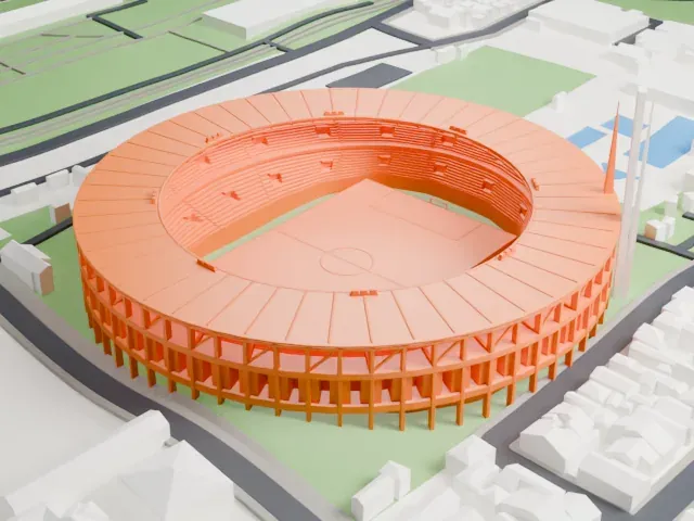 El Cilindro model, North view